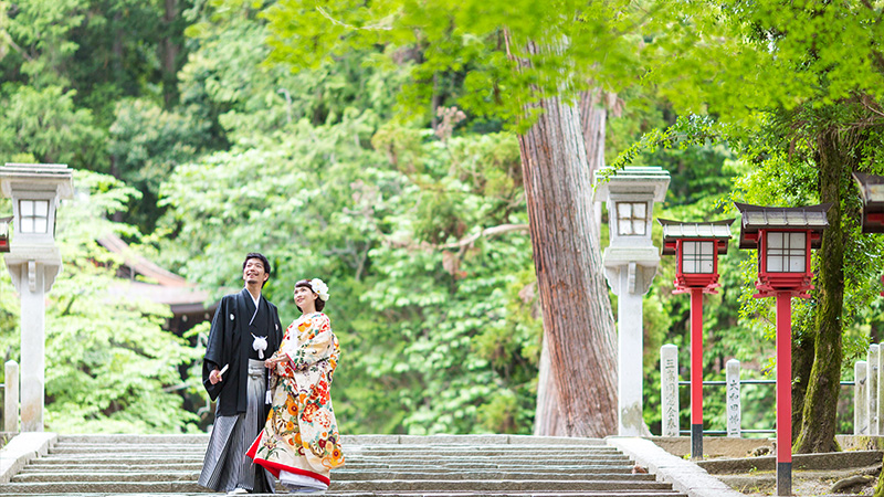 日本伝統の和装で前撮り